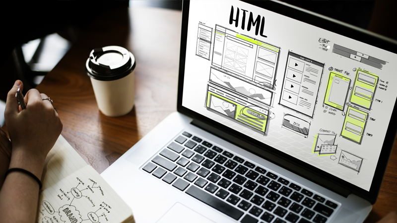 Laptop showing website